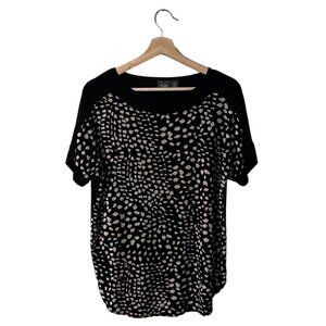Chicos Travelers Top Size 0 Small Liquid Knit Packable Blouse Tee Speckled Print